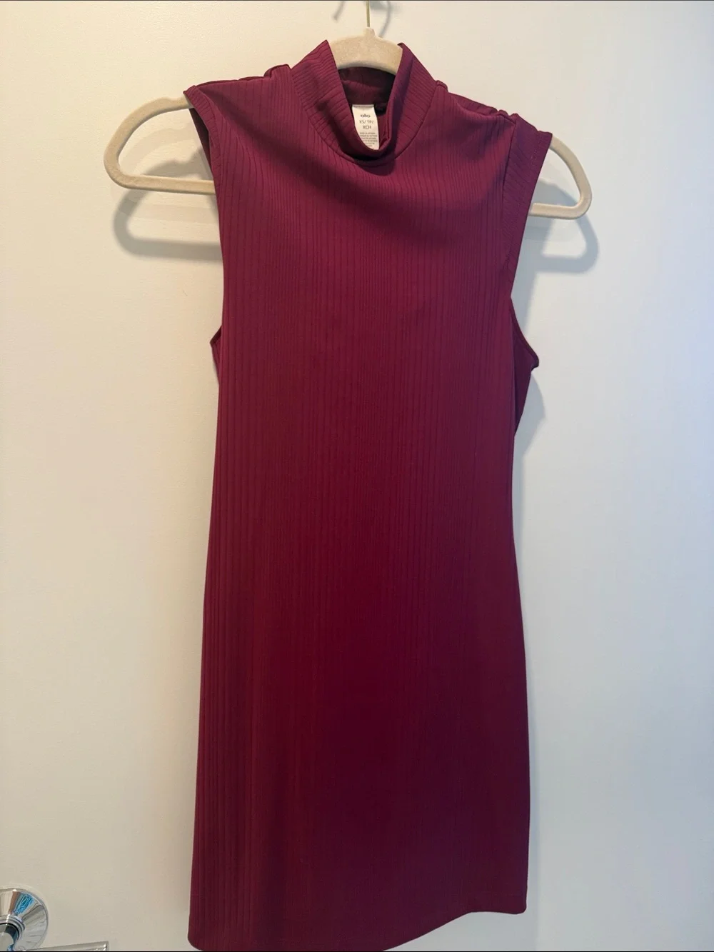ALO Yoga Ribbed Mock-Neck Mini Dress in Wild Berry